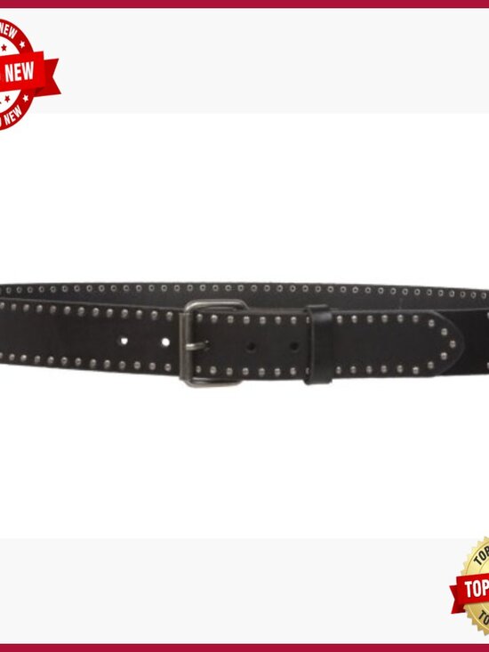 Vintage Studded Leather Belt with Interchangeable Buckle, 1.5\